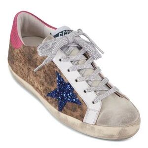 Golden Goose Superstar Leopard Print  Suede Low Tops